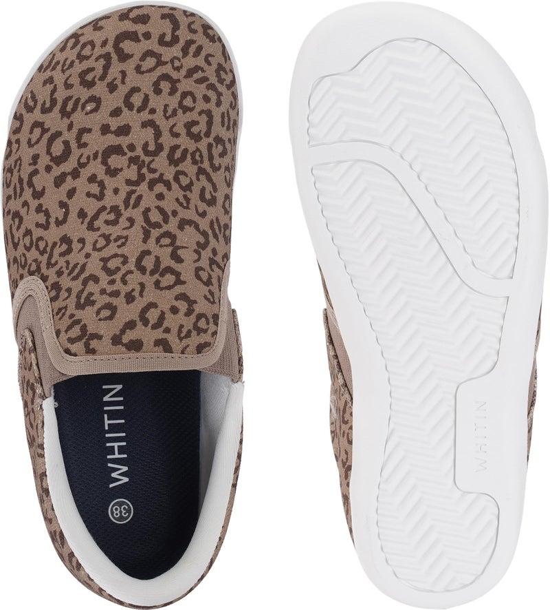 WHITIN Casual Wide Toe Box Barefoot Sneakers for Women Slip on Canvas Minimalist Zero Drop Sole Shoes Size 9.5 9.5W Minimus Light Walking Leopard 41 - Image 4