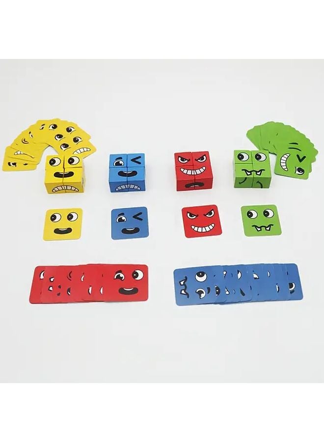 صندوق بلاستيكي 64 بطاقة مكعبات تغيير وجه الأطفال لعبة تدريب التفكير المنطقي - Image 1