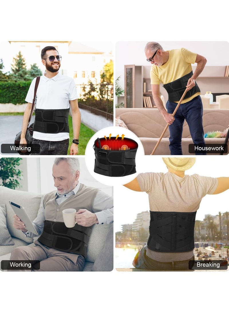 SYOSI Cordless Heating Pad Back Massager, Brace for Lower Back Pain Relief, Heated Back Brace Vibration Wrap, with Rechargeable Battery, Warmer Lumbar Support Belt, with Massage for Cramps (XL) - Image 2