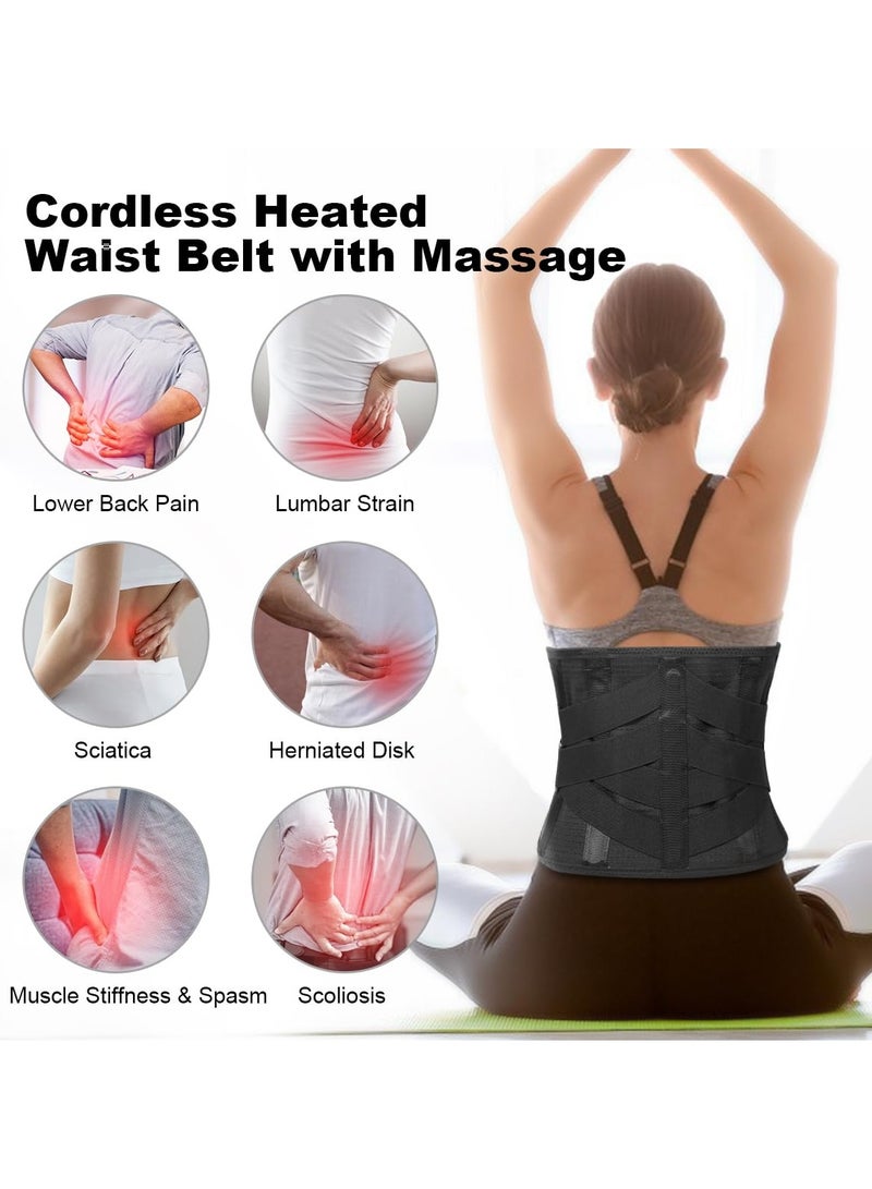 SYOSI Cordless Heating Pad Back Massager, Brace for Lower Back Pain Relief, Heated Back Brace Vibration Wrap, with Rechargeable Battery, Warmer Lumbar Support Belt, with Massage for Cramps (XL) - Image 5