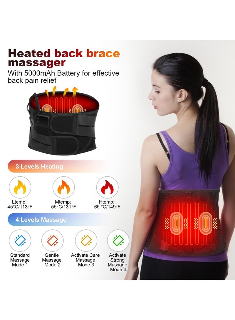 SYOSI Cordless Heating Pad Back Massager, Brace for Lower Back Pain Relief, Heated Back Brace Vibration Wrap, with Rechargeable Battery, Warmer Lumbar Support Belt, with Massage for Cramps (XL) - Image 4
