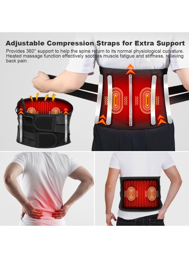 SYOSI Cordless Heating Pad Back Massager, Brace for Lower Back Pain Relief, Heated Back Brace Vibration Wrap, with Rechargeable Battery, Warmer Lumbar Support Belt, with Massage for Cramps (XL) - Image 3