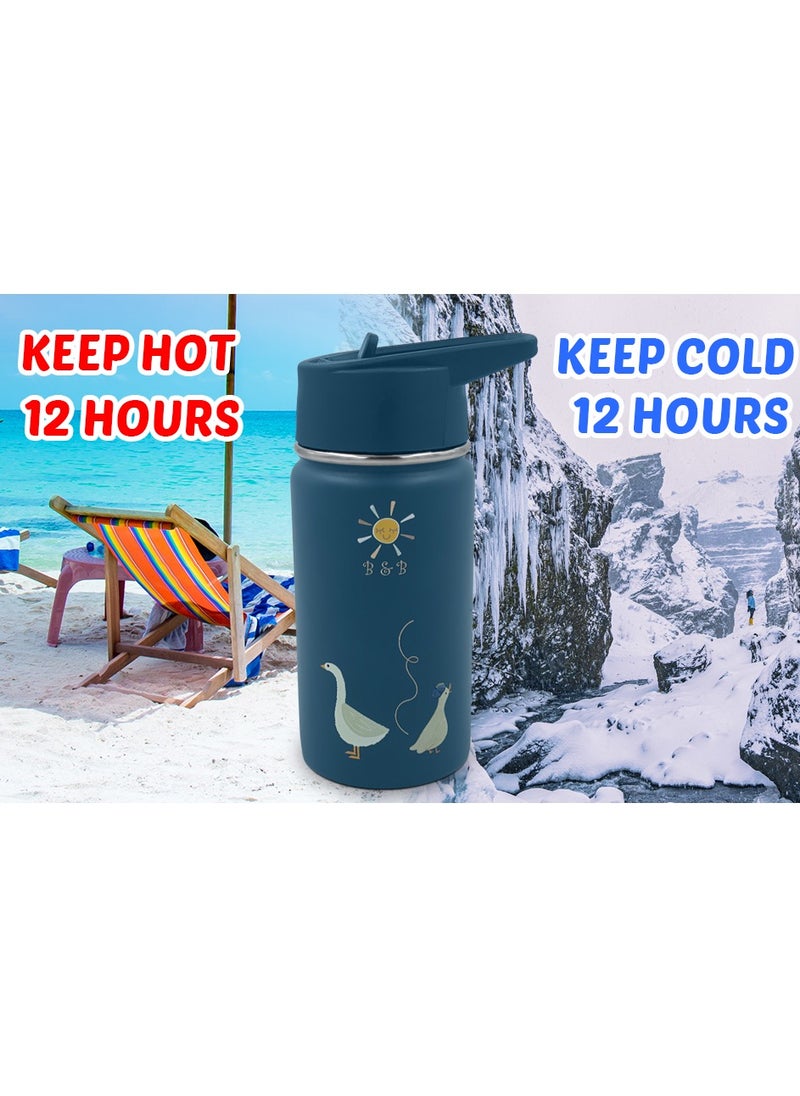 B&B - B&B Kids Stainless Steel Water Bottle with Straw Kids Insulated Water Thermos for School, Trip & Travel,Water Bottles for Boys Girls Reusable Double Wall Vacuum Leak Proof BPA Free - Image 1