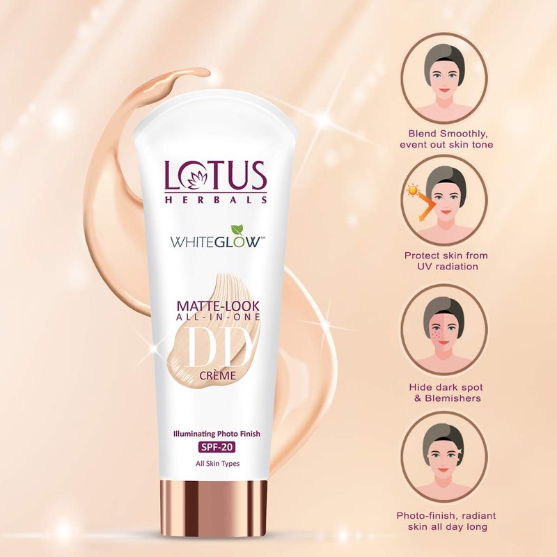 LOTUS HERBALS Lotus Herbals Whiteglow Matte Look All In One DD Cream Pink Beige SPF 20 All Skin Types 30g  - Image 5