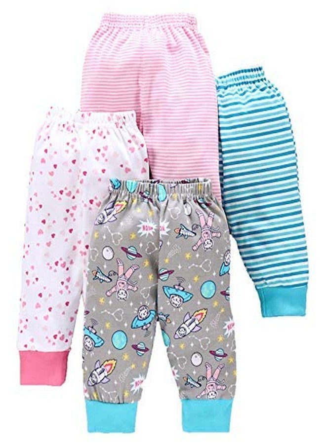 Magic Town Baby Cotton Pajama Pants with Rib Unisex's (Pack of 4) (Pink, 2-3 Years) - Image 1