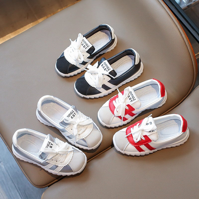 Girls' Sneaker 2024 New Korean Style Soft Bottom Lace-Up Children'S Board Shoes Boys' Shallow Mouth All-Match Running Shoes - Image 2