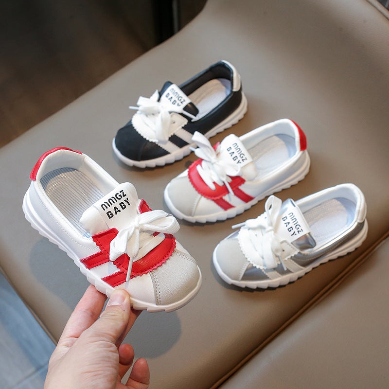 Girls' Sneaker 2024 New Korean Style Soft Bottom Lace-Up Children'S Board Shoes Boys' Shallow Mouth All-Match Running Shoes - Image 3