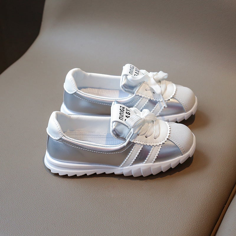 Girls' Sneaker 2024 New Korean Style Soft Bottom Lace-Up Children'S Board Shoes Boys' Shallow Mouth All-Match Running Shoes - Image 1