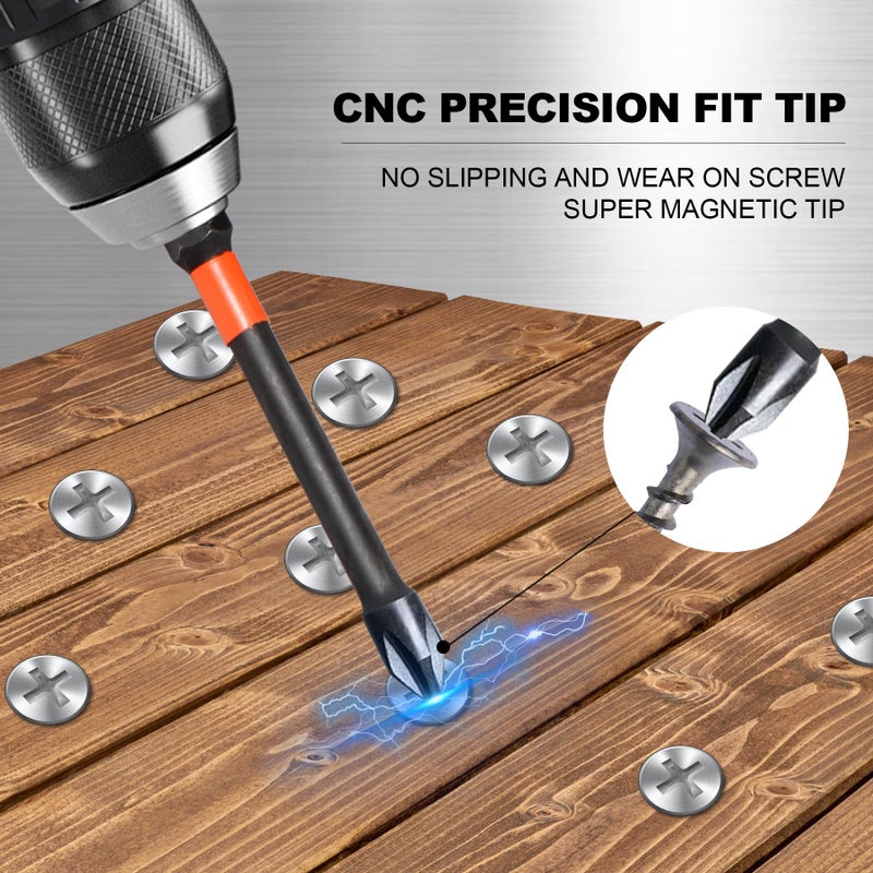 DYRECELVE 10-Pack Phillips Bits #2 Impact, 4-Inch Long Magnetic Phillips Head Drill & Screwdriver Bits, PH2 Premium S2 Steel 1/4" Hex Shank for Impact Drivers, Professional & DIY Use - Image 4