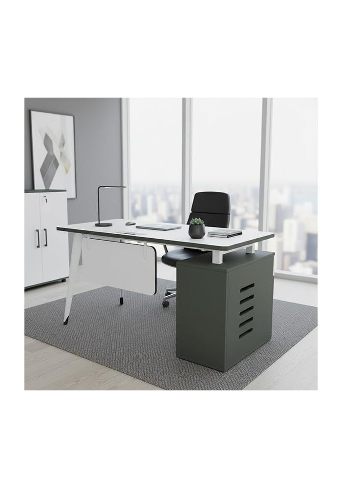 نيو فرونت مكتب نيوفرونت الفردي TC-ZT6212 (1.2 متر) | طاولة مكتبية مع دعم درج، سطح من خشب MDF وأرجل معدنية - مكتب عمل أبيض ورمادي للمنزل والمكتب [طول 1200 × عرض 600 × ارتفاع 750 مم] - Image 2