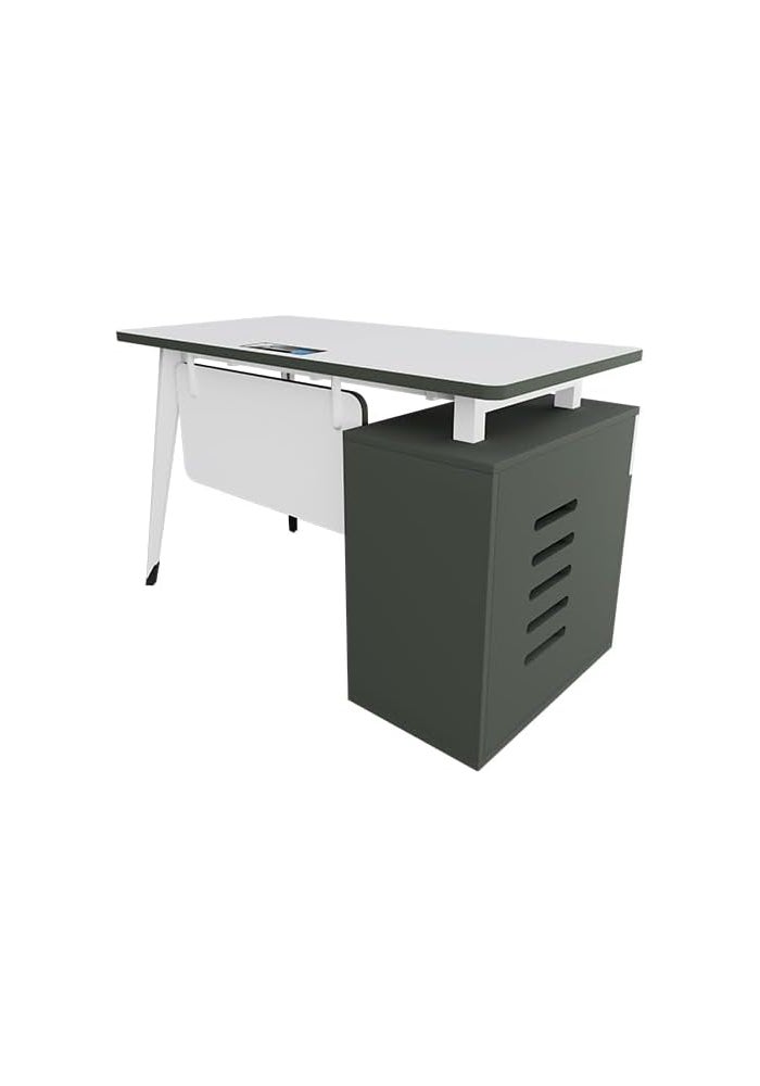 نيو فرونت مكتب نيوفرونت الفردي TC-ZT6212 (1.2 متر) | طاولة مكتبية مع دعم درج، سطح من خشب MDF وأرجل معدنية - مكتب عمل أبيض ورمادي للمنزل والمكتب [طول 1200 × عرض 600 × ارتفاع 750 مم] - Image 5