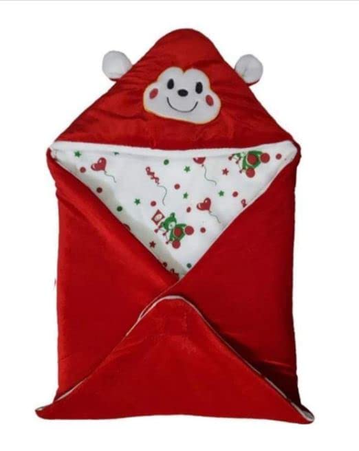 KitchDeco Kitch Deco™ Baby Blankets Super Soft Baby Sleeping Bag for Baby Boys & Baby Girls New Born Baby 0-1 Years Hooded (27x27Inch) (Red) - Image 1