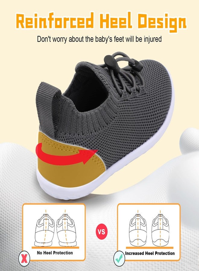 FEETCITY Baby First Walking Shoes Boys Girls Infant Shoes Toddler Sneakers Anti-Slip Newborn Crib Shoe Dark Grey - Image 4