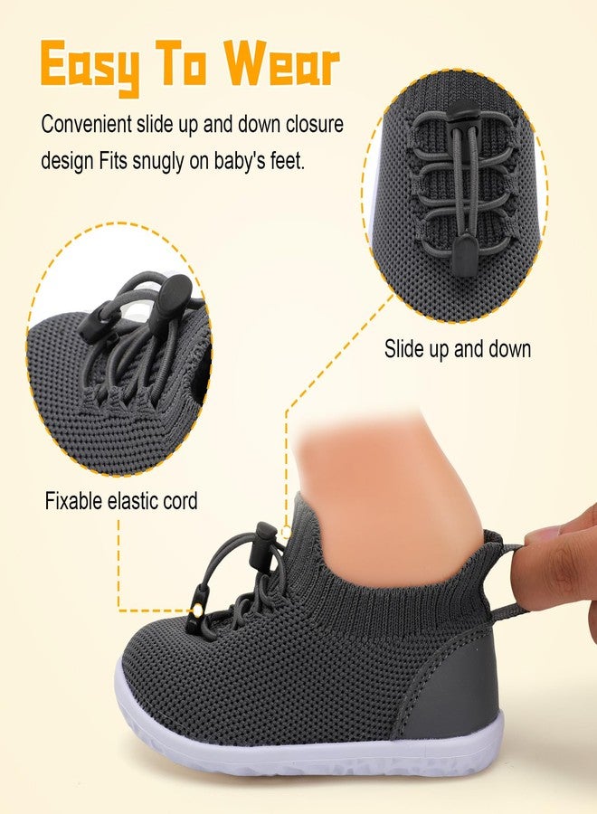 FEETCITY Baby First Walking Shoes Boys Girls Infant Shoes Toddler Sneakers Anti-Slip Newborn Crib Shoe Dark Grey - Image 3