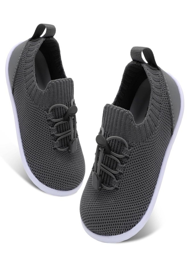 FEETCITY Baby First Walking Shoes Boys Girls Infant Shoes Toddler Sneakers Anti-Slip Newborn Crib Shoe Dark Grey - Image 1