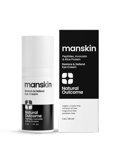 Man Skin Eye Cream for Men  Restore  Defend Anti Aging Eye Cream with Peptides Avocado Oil and Rice Proteins