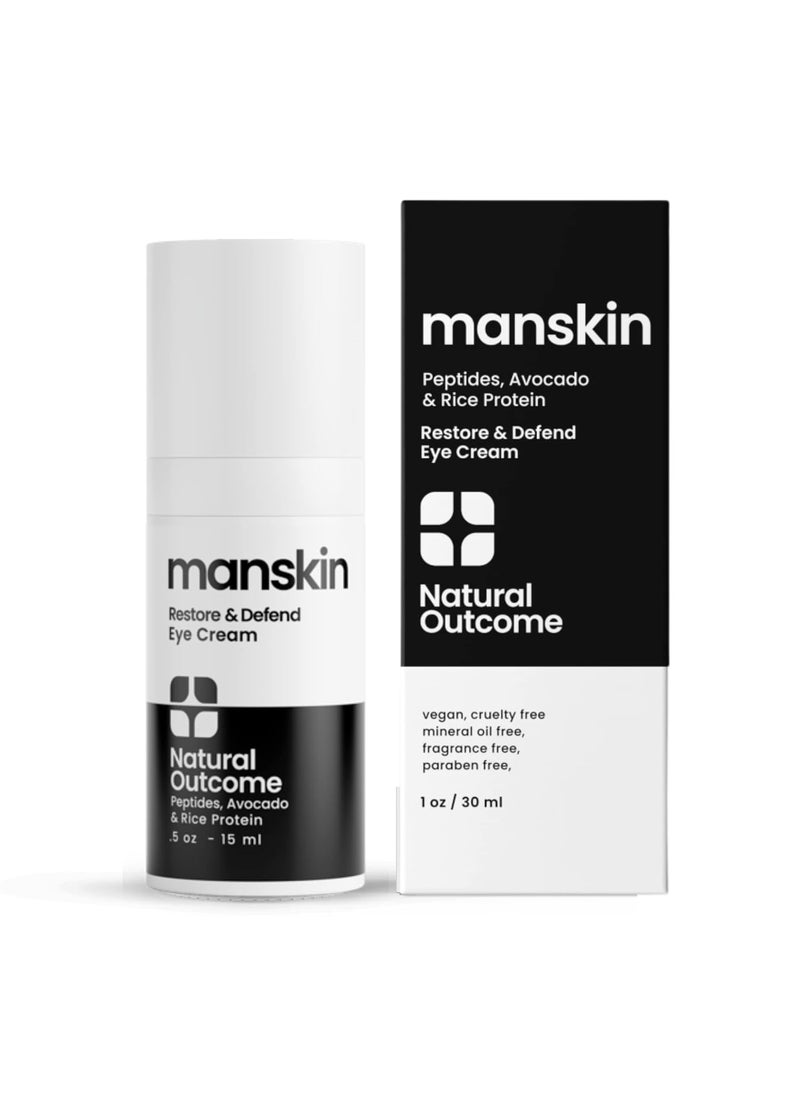 natural outcome - Man Skin Eye Cream for Men  Restore  Defend Anti Aging Eye Cream with Peptides Avocado Oil and Rice Proteins - Image 1