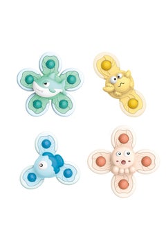 NIBEMINENT Suction Cup Spinner Toys, 4 Pcs Simple Dimple Toy, Spinning Top Toy Bath Travel for Bathrooms, Dining Tables, Refrigerators, Glass windows, Best Gifts Toddler Boy Girl  - Image 1