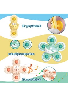 NIBEMINENT Suction Cup Spinner Toys, 4 Pcs Simple Dimple Toy, Spinning Top Toy Bath Travel for Bathrooms, Dining Tables, Refrigerators, Glass windows, Best Gifts Toddler Boy Girl  - Image 2