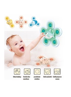 NIBEMINENT Suction Cup Spinner Toys, 4 Pcs Simple Dimple Toy, Spinning Top Toy Bath Travel for Bathrooms, Dining Tables, Refrigerators, Glass windows, Best Gifts Toddler Boy Girl  - Image 3