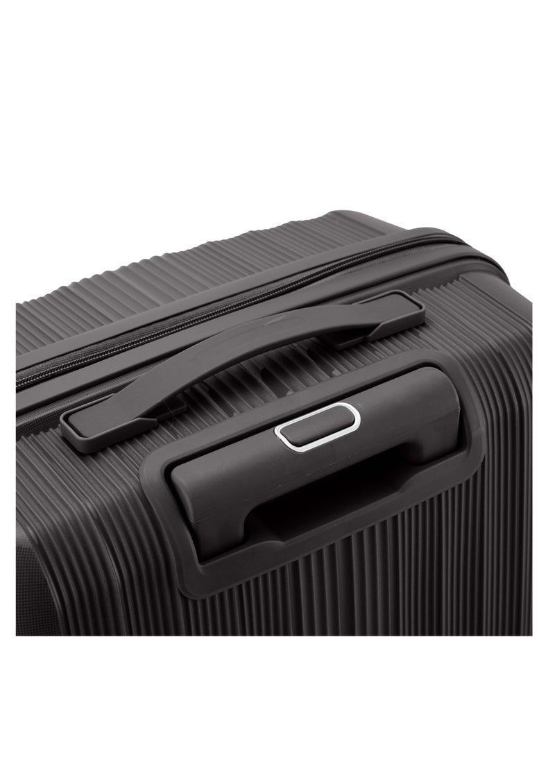 Unisex PP Fashion Trolley Luggage Set Lightweight Hard-Shell Spinner luggage with 360° Degree 4 Twin Wheel and Safe Zippers KH1009 Black