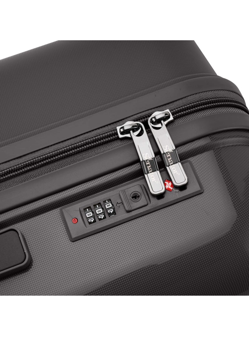 Unisex PP Fashion Trolley Luggage Set Lightweight Hard-Shell Spinner luggage with 360° Degree 4 Twin Wheel and Safe Zippers KH1009 Black