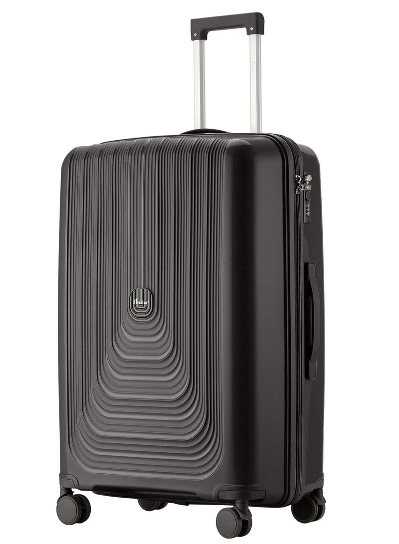 Unisex PP Fashion Trolley Luggage Set Lightweight Hard-Shell Spinner luggage with 360° Degree 4 Twin Wheel and Safe Zippers KH1009 Black