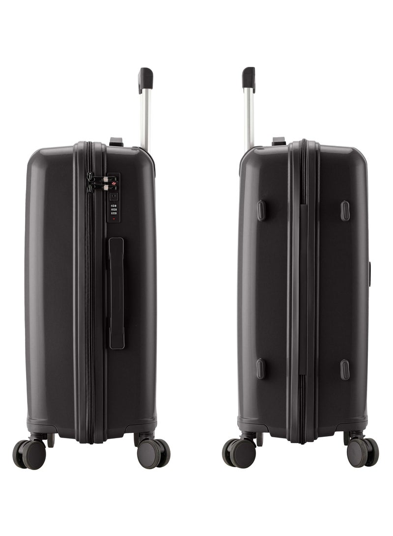 Unisex PP Fashion Trolley Luggage Set Lightweight Hard-Shell Spinner luggage with 360° Degree 4 Twin Wheel and Safe Zippers KH1009 Black