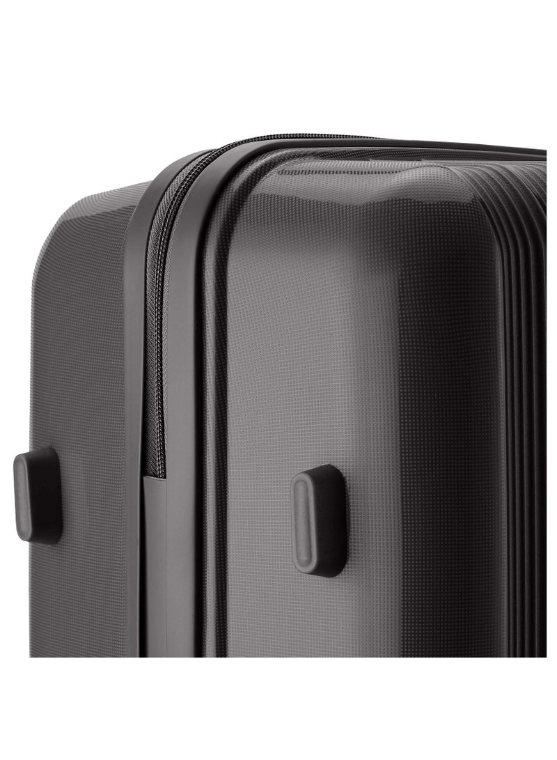Unisex PP Fashion Trolley Luggage Set Lightweight Hard-Shell Spinner luggage with 360° Degree 4 Twin Wheel and Safe Zippers KH1009 Black