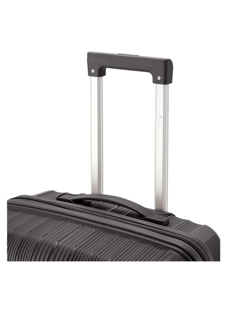 Unisex PP Fashion Trolley Luggage Set Lightweight Hard-Shell Spinner luggage with 360° Degree 4 Twin Wheel and Safe Zippers KH1009 Black