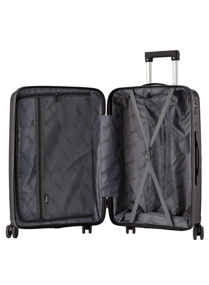 Unisex PP Fashion Trolley Luggage Set Lightweight Hard-Shell Spinner luggage with 360° Degree 4 Twin Wheel and Safe Zippers KH1009 Black