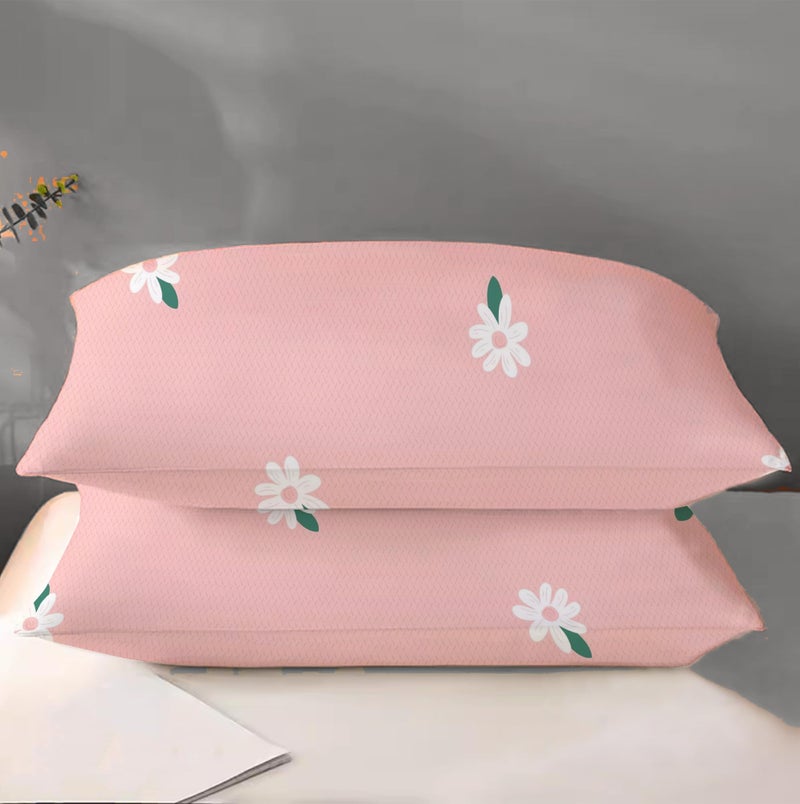 DREAMLET Premium Glace Cotton Elastic Fitted Bedsheets with 2 Full Size Pillow Covers Double Bedsheet with All Around Elastic Supersoft 160TC Size 90×100 inches(Pink Floral Multi) - Image 3