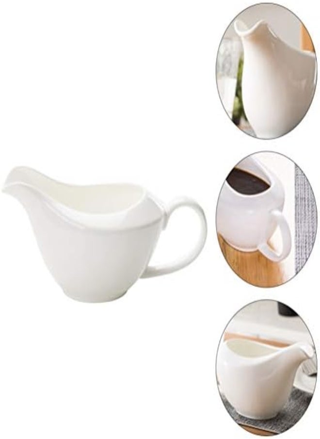 AKDC Cabilock Mini White Ceramic Creamer With Handle Gravy Sauce Boat Small Coffee Milk Creamer Jug Pitcher Kitchen Sauce Cup With Pouring Spouts  - Image 2