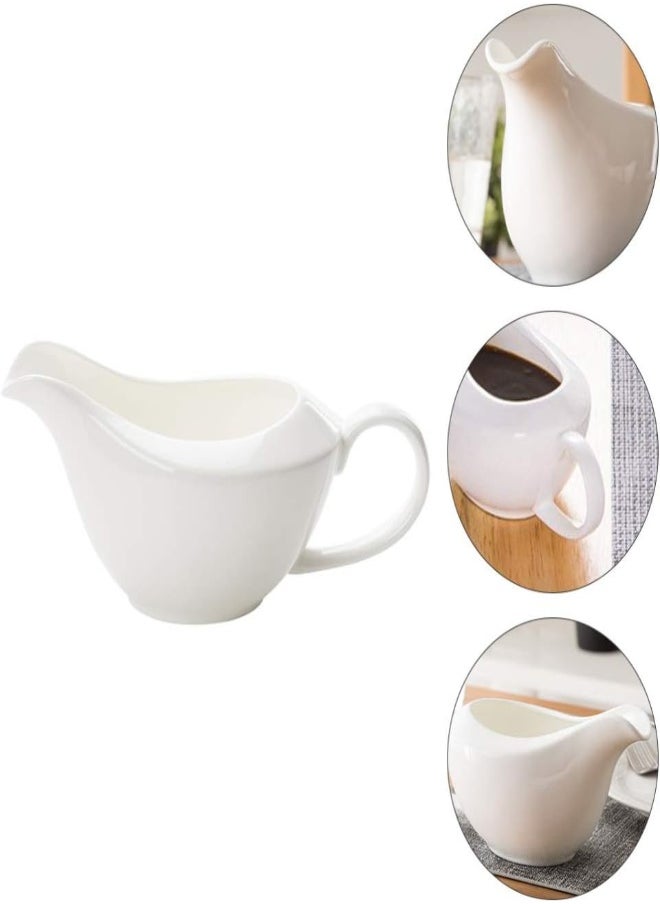 AKDC Cabilock Mini White Ceramic Creamer With Handle Gravy Sauce Boat Small Coffee Milk Creamer Jug Pitcher Kitchen Sauce Cup With Pouring Spouts  - Image 5