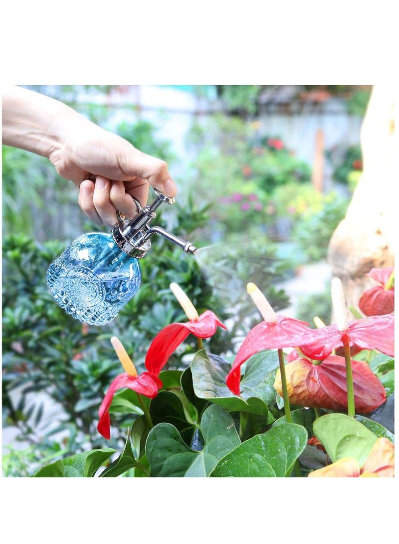 KASTWAVE Glass Plant Spray Bottle, 200ML Vintage Spray Bottle with Top Pump, Fine Mist Garden Flower Sprayer Small Decorative Spritzer Watering Can Gift for Indoor Outdoor Succulent House Plant (Blue)  - Image 2