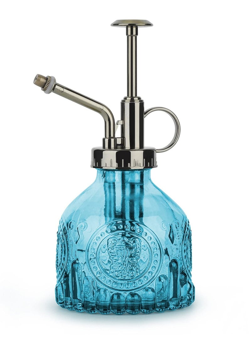 KASTWAVE Glass Plant Spray Bottle, 200ML Vintage Spray Bottle with Top Pump, Fine Mist Garden Flower Sprayer Small Decorative Spritzer Watering Can Gift for Indoor Outdoor Succulent House Plant (Blue)  - Image 1