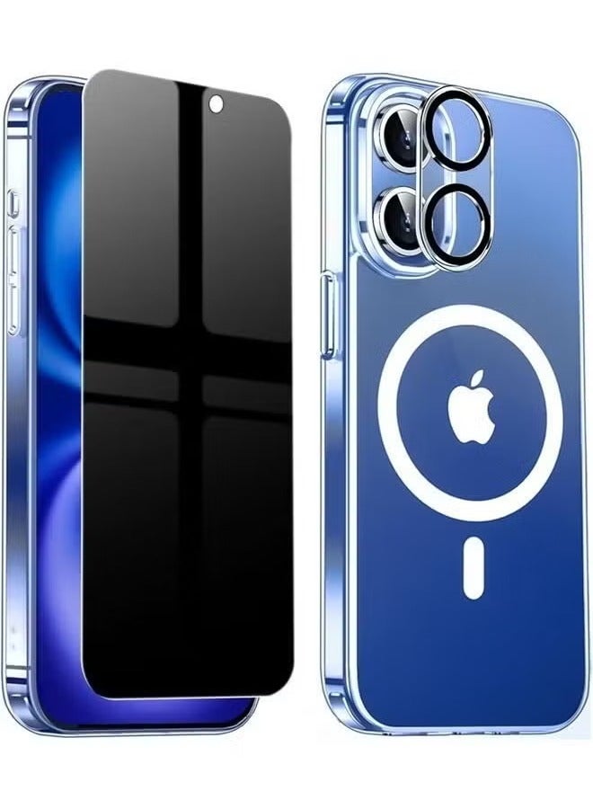 Raxoom Magnetic Privacy Case for iPhone 16 Plus with Built-In Screen Protector, Slim Shockproof Design, Camera Guard, TPU Bumper, Hard PC Back, and Wireless Charging Compatibility - Image 1