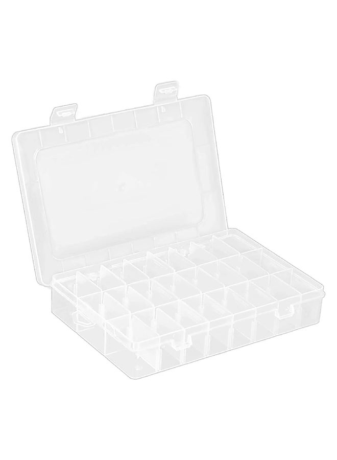 24 Grid Clear Plastic Organizer Box with Adjustable Dividers for Jewelry - Image 1