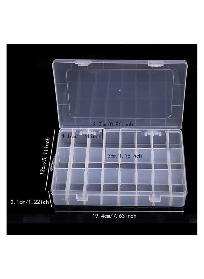 24 Grid Clear Plastic Organizer Box with Adjustable Dividers for Jewelry - Image 3