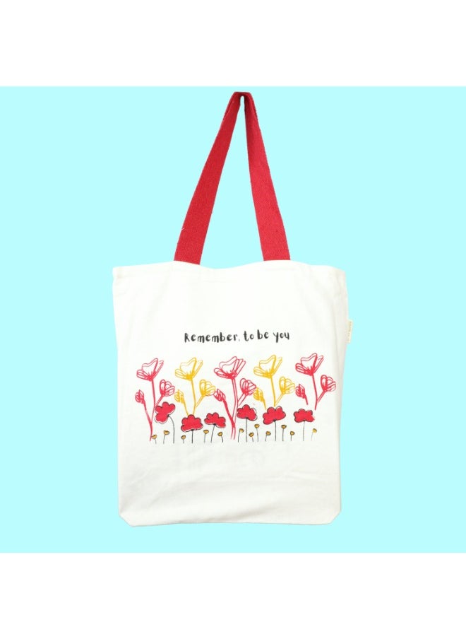 earthsave Earthsave Canvas Zipper Tote Bag for Women Printed Multipurpose Cotton Bags Cute Hand Bag for Girls  - Image 1