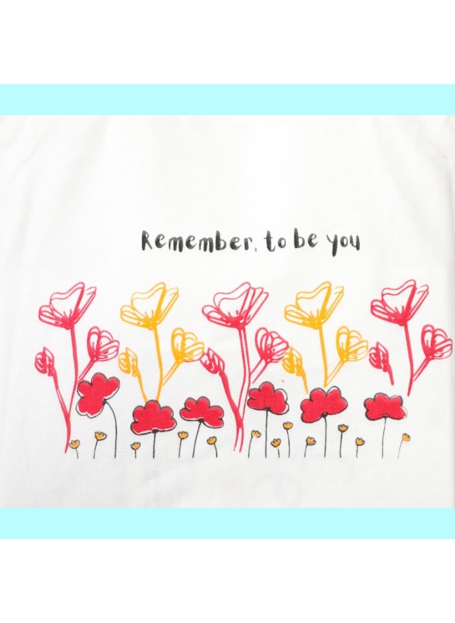 earthsave Earthsave Canvas Zipper Tote Bag for Women Printed Multipurpose Cotton Bags Cute Hand Bag for Girls  - Image 2