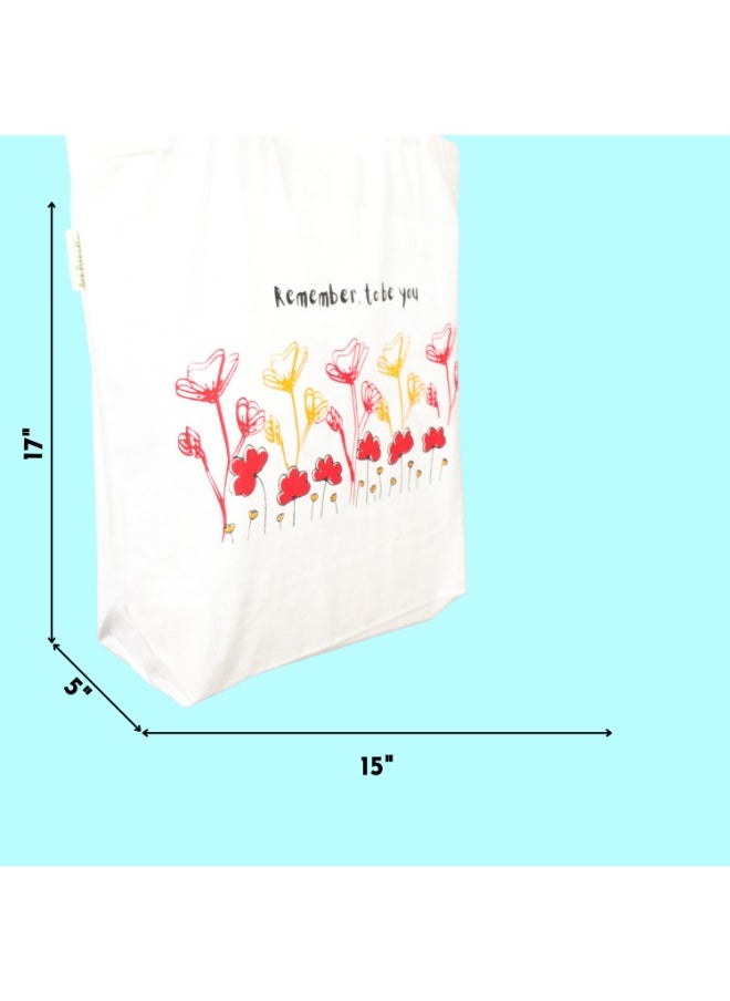 earthsave Earthsave Canvas Zipper Tote Bag for Women Printed Multipurpose Cotton Bags Cute Hand Bag for Girls  - Image 4