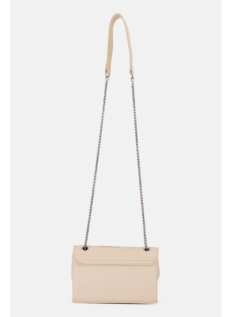 SISLEY Women Brand Logo Shoulder Bag, Cream  - Image 2