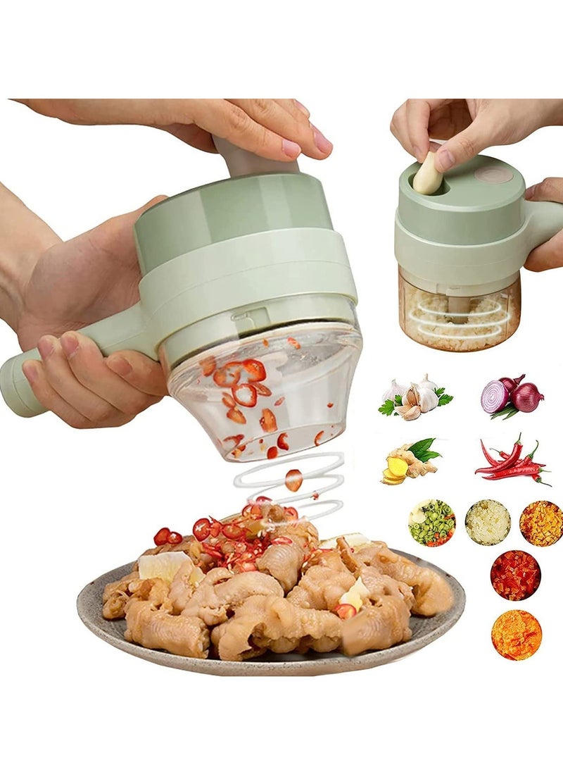 ELTRAZONE 4 in 1 multifunctional usb rechargeable Handheld Electric Vegetable Cutter Set, Garlic Mud Masher Food Chopper, Portable Mini Wireless Food Processor,vegetable cutter slicer for Garlic Pepper Chili On  - Image 1