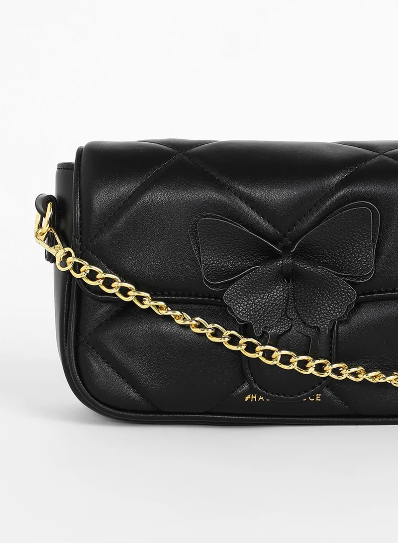 Haute Sauce The Quilted Butterfly Shoulder Bag - Midnight Black