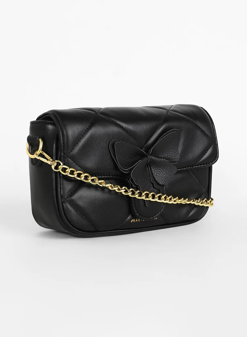 Haute Sauce The Quilted Butterfly Shoulder Bag - Midnight Black
