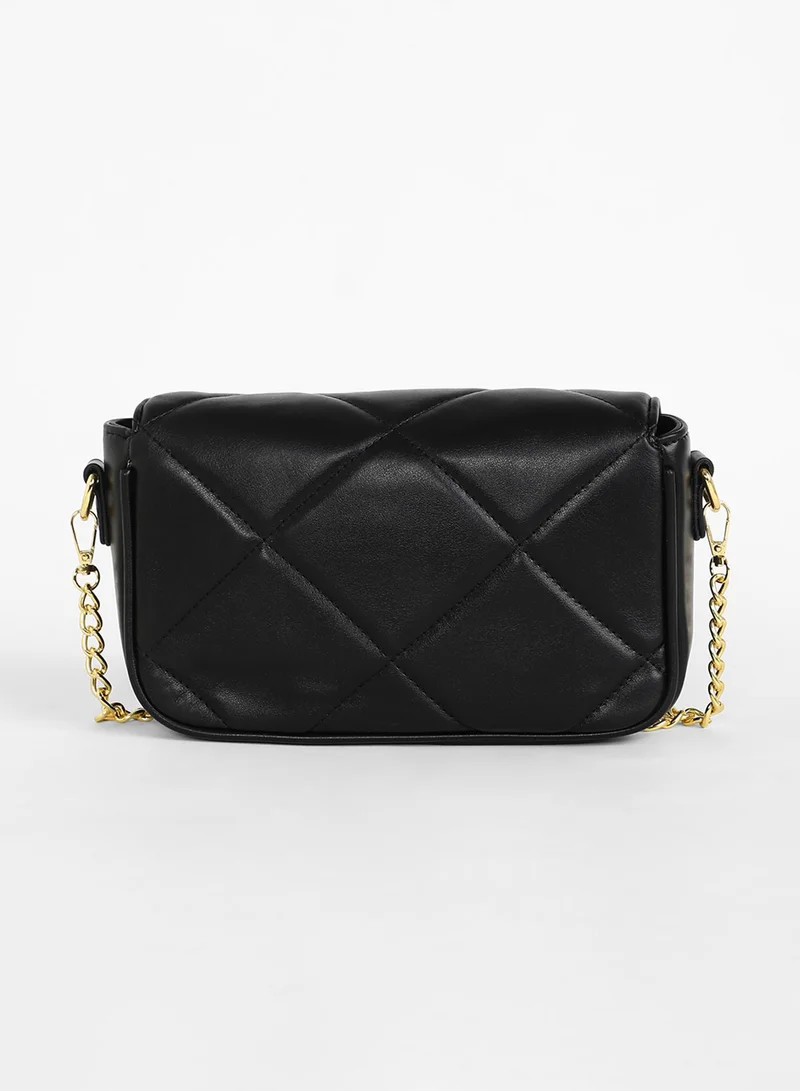 Haute Sauce The Quilted Butterfly Shoulder Bag - Midnight Black