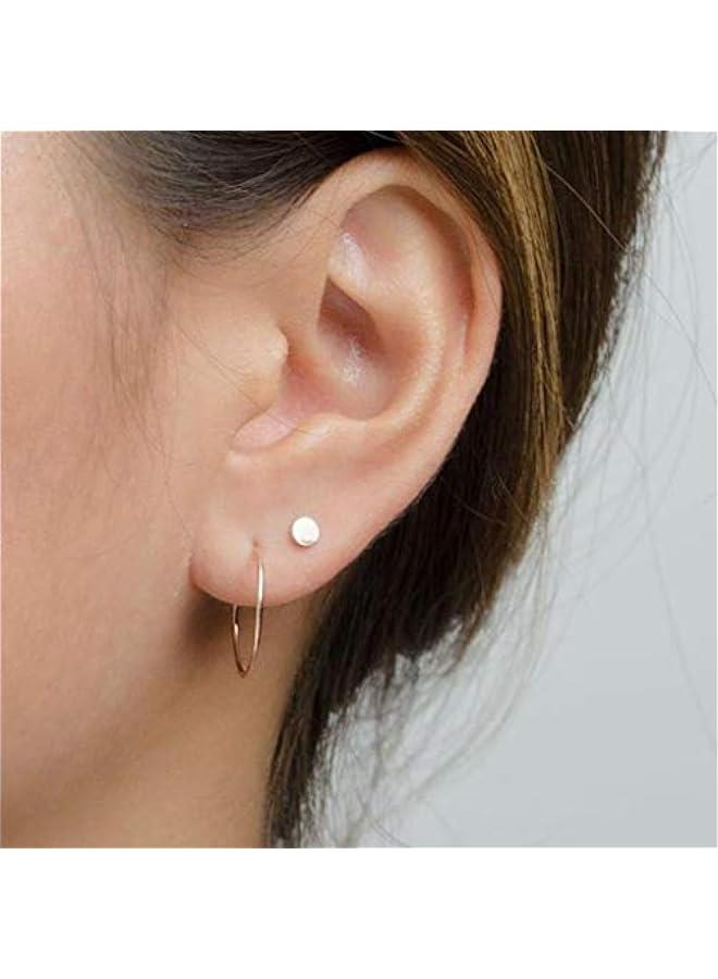 Arabest Sterling Silver Stud Earrings for Women Men, 3 Pairs Tiny Flat Dot Earrings Set | Small Round Disc Stud Earrings Dainty Cartilage Tragus Circle Triangle Earrings(Silver/Gold/Rose Gold)  - Image 3