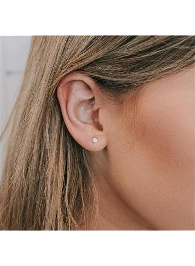 Arabest Sterling Silver Stud Earrings for Women Men, 3 Pairs Tiny Flat Dot Earrings Set | Small Round Disc Stud Earrings Dainty Cartilage Tragus Circle Triangle Earrings(Silver/Gold/Rose Gold)  - Image 4