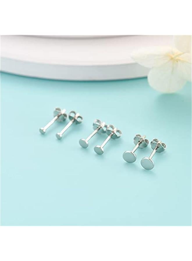Arabest Sterling Silver Stud Earrings for Women Men, 3 Pairs Tiny Flat Dot Earrings Set | Small Round Disc Stud Earrings Dainty Cartilage Tragus Circle Triangle Earrings(Silver/Gold/Rose Gold)  - Image 5